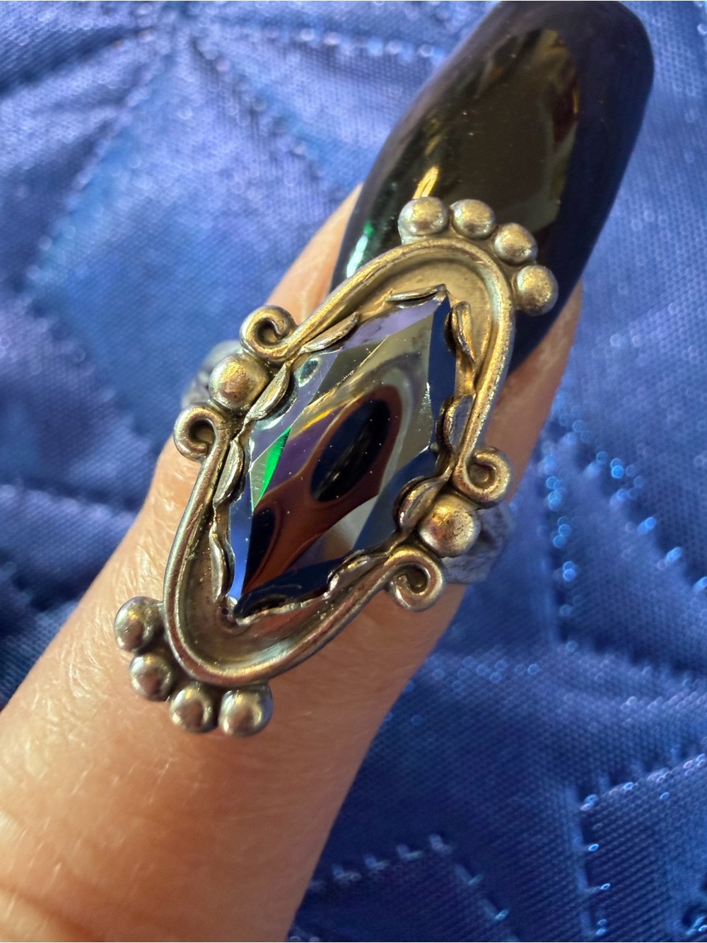 Park Lane Black Antique Finish Iridescent Statement Ring – Size 6